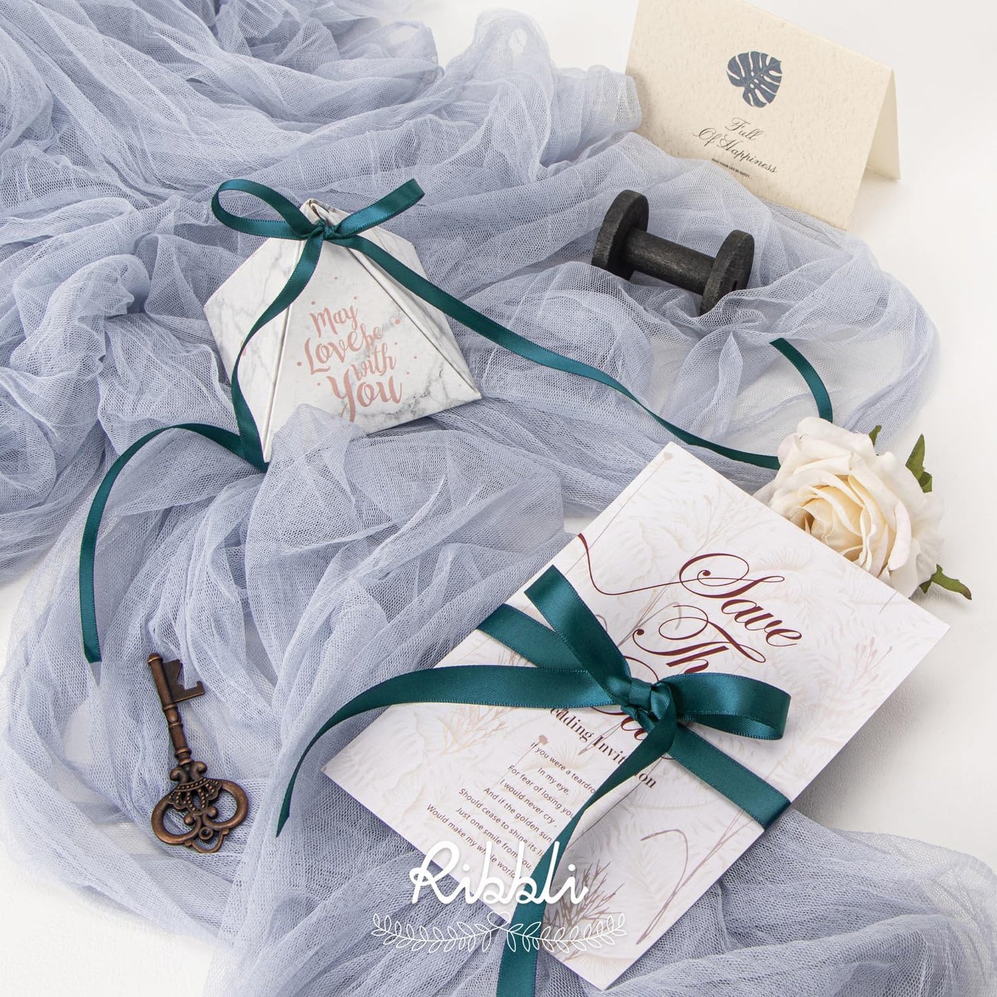 Ribbli Teal Satin Ribbon,Double Faced Satin 1/4 inch x Continuous 50 Yards,Teal Ribbon Use for Bows Bouquet,Gift Wrapping,Wedding Decoration,Floral Arrangement