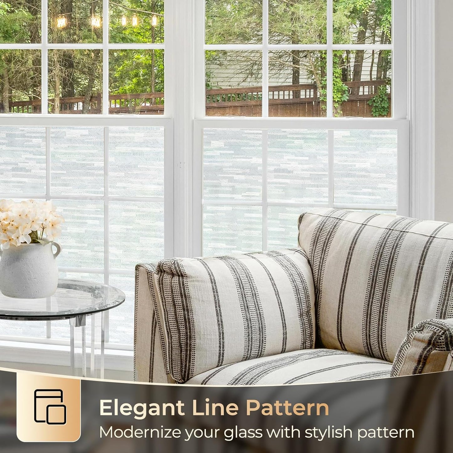rabbitgoo Window Privacy Film, Frosted Glass Window Film Static Cling Covering, Non Adhesive Privacy Clings Vinyl, Removable Frosting Sticker for Home Decoration, White, 35.4 x 118.1 Inches