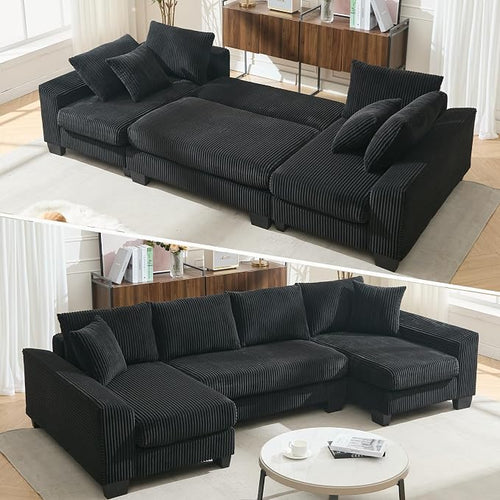 114" Sectional Couches with Pull Out Bed by LITVZ