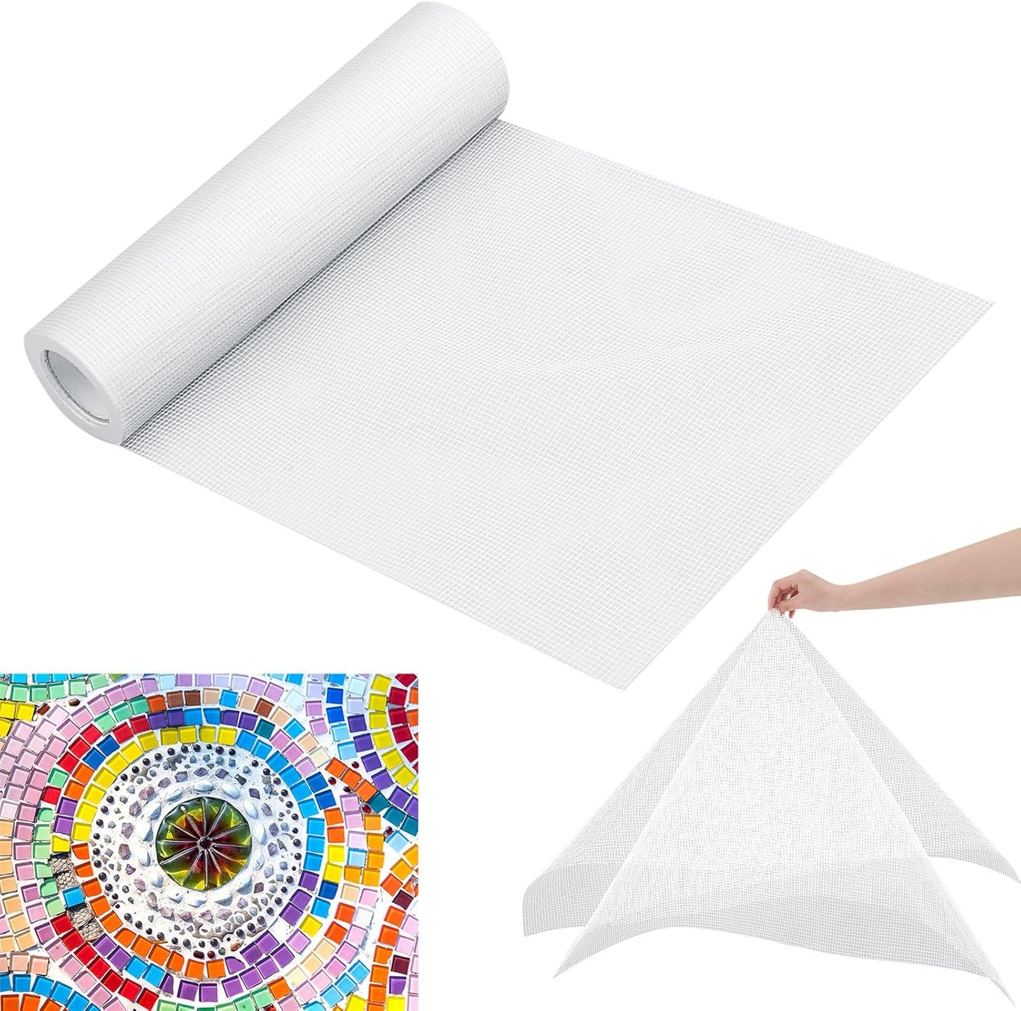 12" x 120" Mosaic Mesh for Back Mounted Tile Fiberglass Mosaic Mesh Backing Boast for Tile Installation Supplies Tools(Non Sticky)