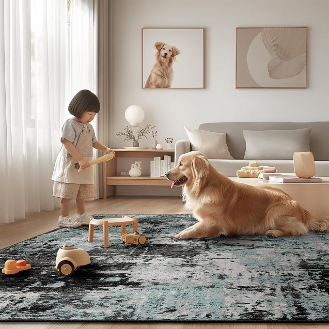 RELEANY Washable Area Rugs 3'x5' Non-Slip Modern Abstract Soft - Image 9