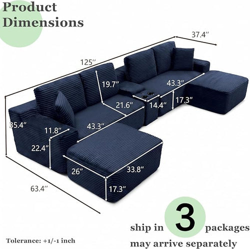 125" Oversized Sectional Couches - Image 2