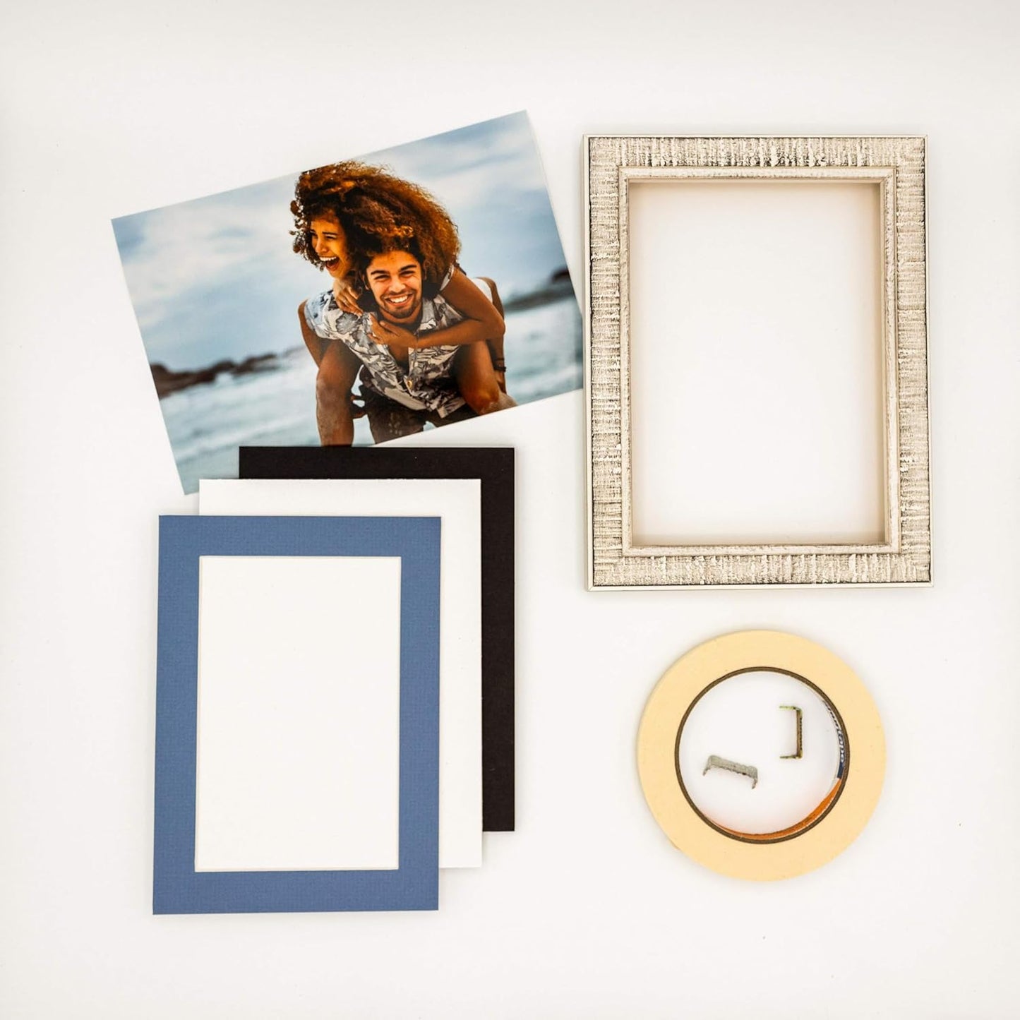 8x10 Mat Bevel Cut for 5x8 Photos - Acid Free Brittany Blue Precut Matboard With Backing Board and Crystal Clear, Self Seal Photo Mat Bag - For Pictures, Photos, Framing - 4-ply Thickness
