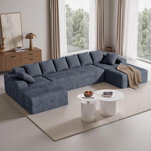 131'' Modular Sectional Cloud Sofa, U-Shaped Boneless Couches by Luxanimarion