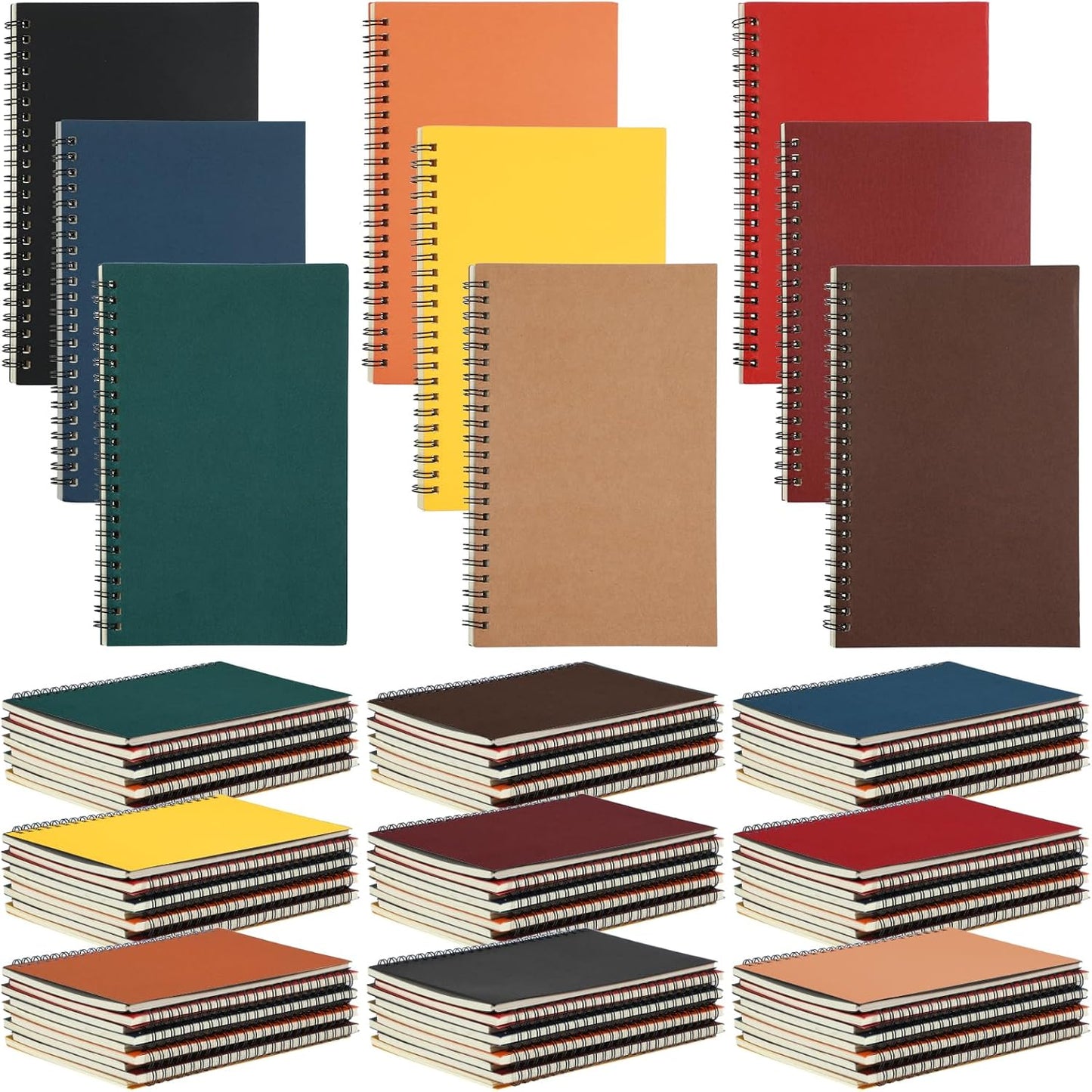 Yahenda 72 Pcs Spiral Notebook Bulk A5 Journal Lined 8.3'' x 5.5'' Writing Composition Paper Small Notepad Subject Notebook for Students Office Business Back to School Supplies (Multi Color)