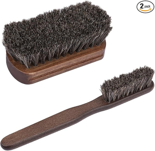 2 PCS Leather Brush Car Detailing, Horse Hair Brush, Car Cleaning Supplies by ecocstm