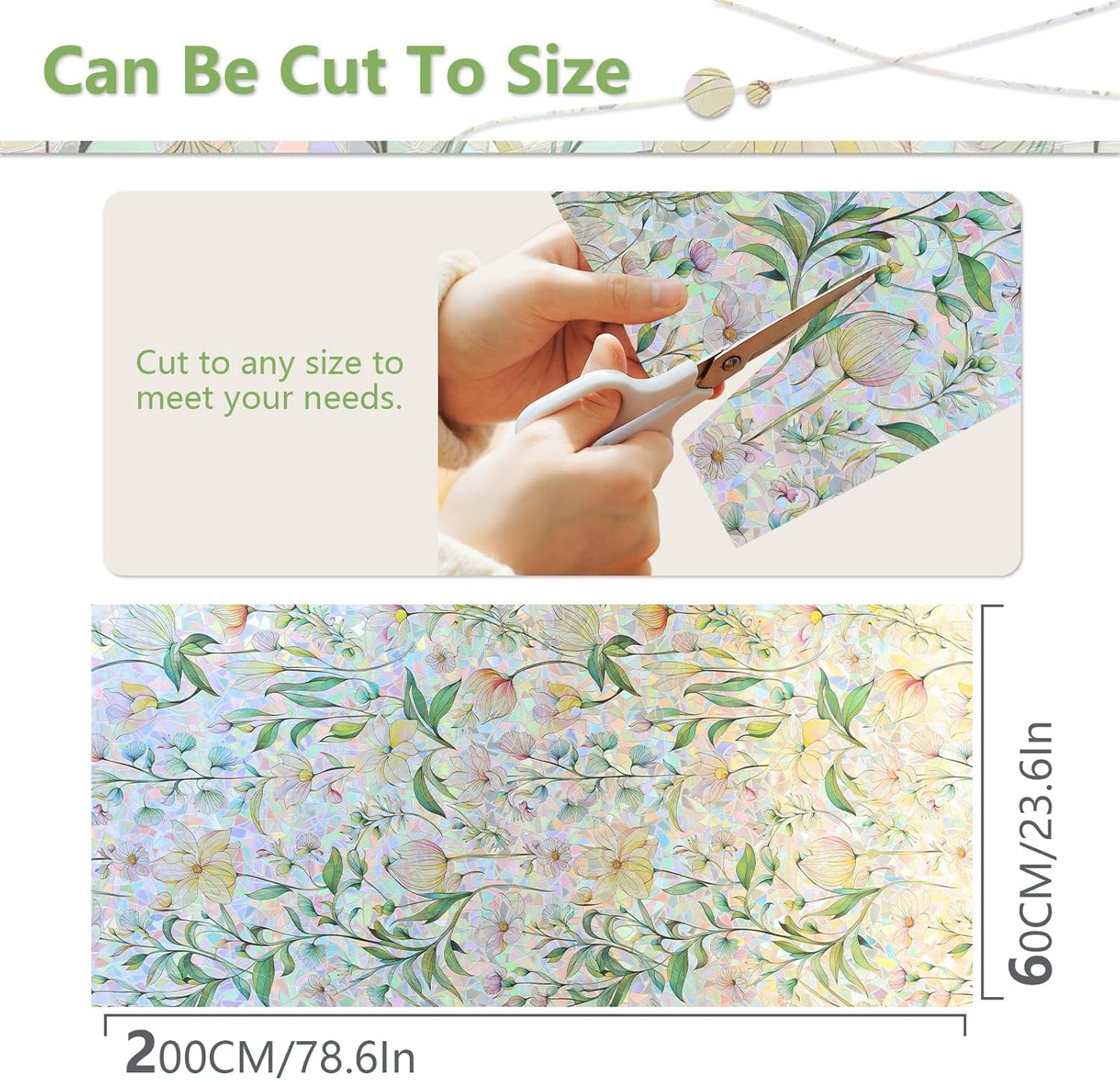 FINNEZ Window Privacy Film Stain Glass Film Flowers Rainbow Window Film Window Clings Non-Adhesive Reusable Decorative for Home（Forest Rainbow，23.6 Inch x 6.5 Feet）