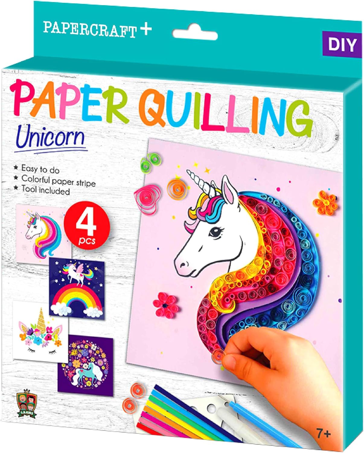 C.S. Kids DIY Paper Quilling Arts & Crafts Gifts – Unicorn| 3D Paper Quilling Design Kits for Kids, Make Your Own Paper Art (Paper Strips & Tools Included)