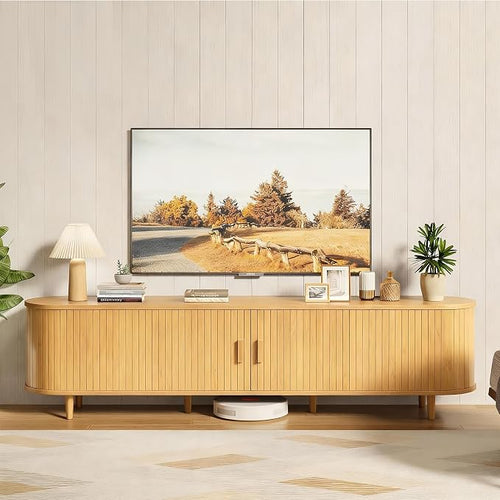 70" Mid Century Modern TV Stand, Wood TV Consoles - Image 2