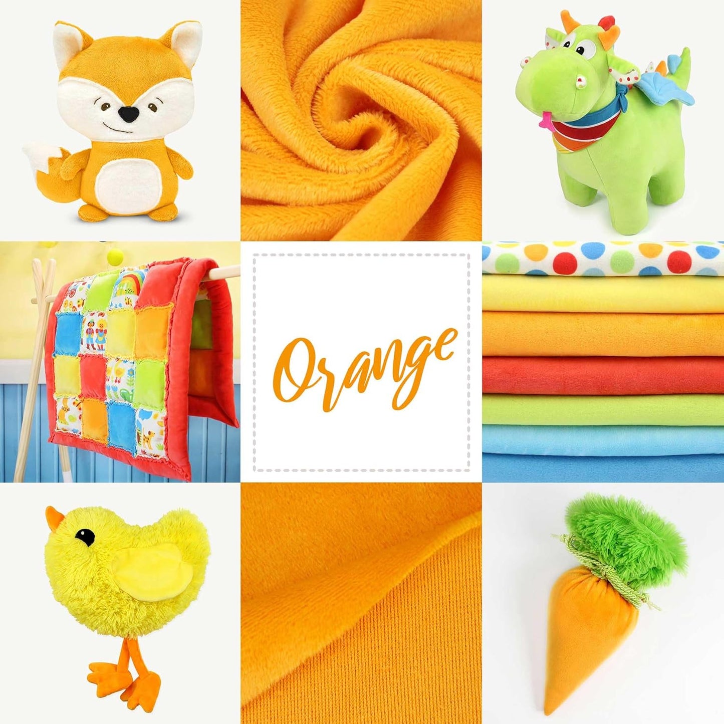 kullaloo Plush Fabric | Solid Orange Minky Fabric for Sewing | Super Soft Cuddle Material | 39.5x29.5 | Plushies, Baby Blankets, Pillows, Dog Beds, Cat Beds, Beanies, Baby Accessories, Apparel & More