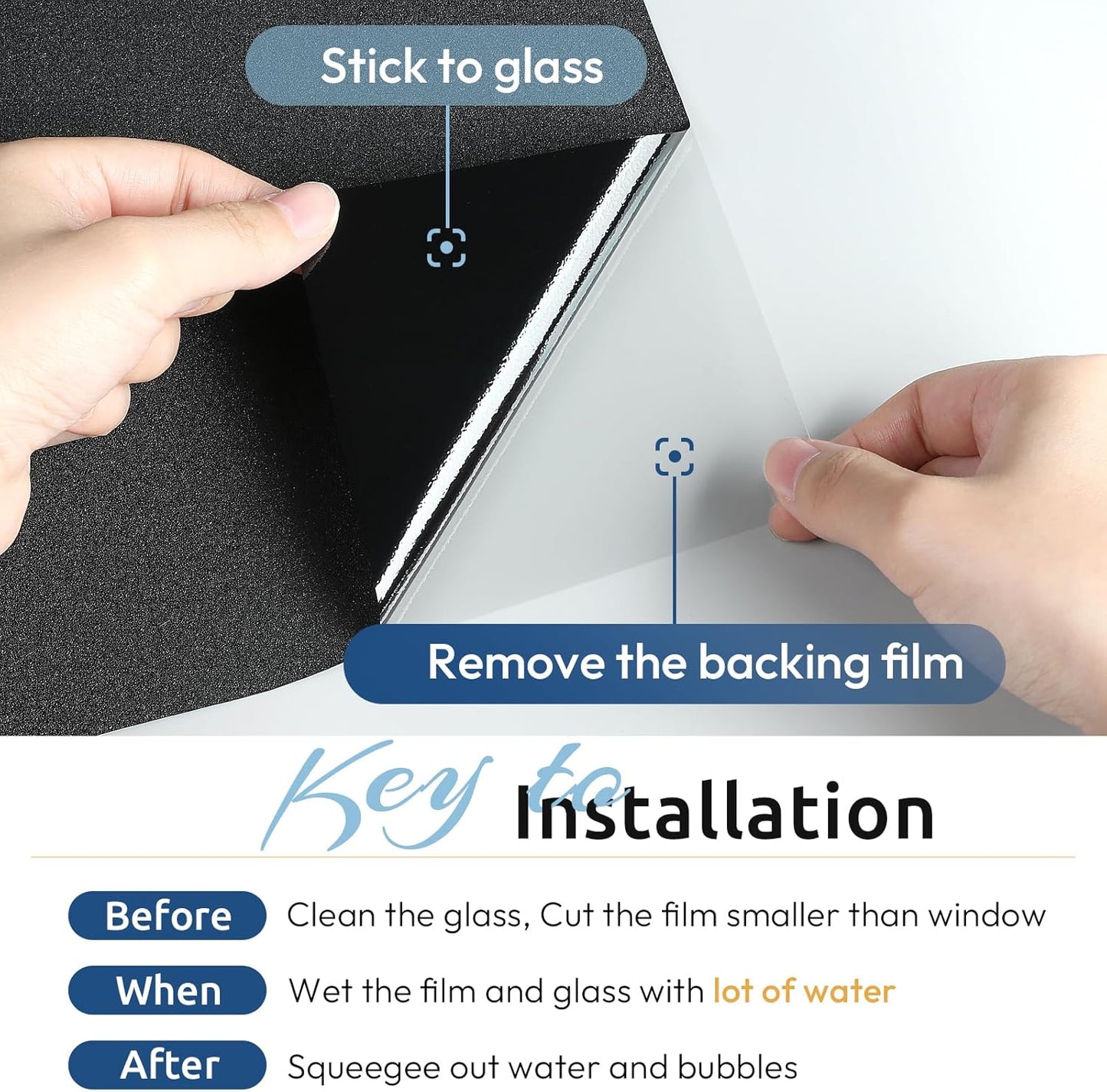 rabbitgoo Blackout Window Film, Sun Heat Blocking Privacy Cover for Glass, Removable Opaque Room Darkening Dark Black Out Window Covers Tint Shades for Home Day Sleep Light Blocker 29.5 x 118.1 Inches