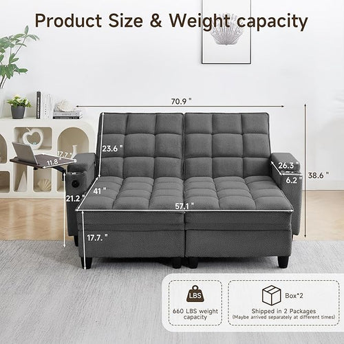 70.9" Chaise Lounge Chair Indoor, Oversized Boucle Upholstered Sofa Bed - Image 2