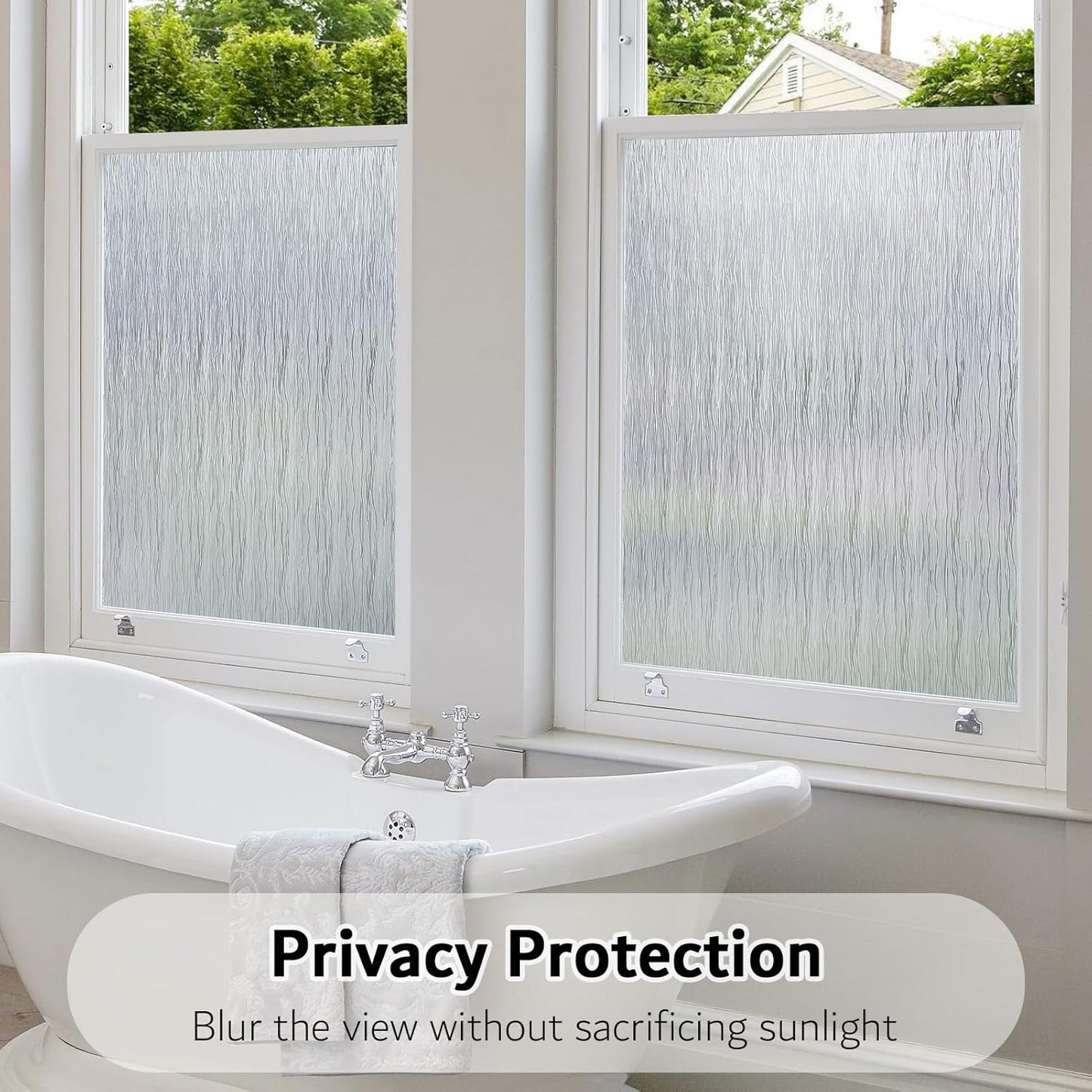 VELIMAX Frosted Window Privacy Film Non Adhesive Window Cling Removable Glass Covering Clear Water Opaque Window Film for Home Anti UV 35.4x78.7 inches