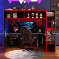 Modern Gaming Loft Bed with Built-in Desk, LED Lighting & Charging Hub –Twin by Unknown