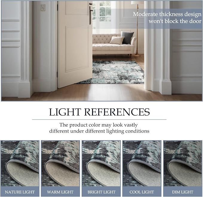 RELEANY Washable Area Rugs Square 8ft Non-Slip Modern Abstract Soft - Image 5
