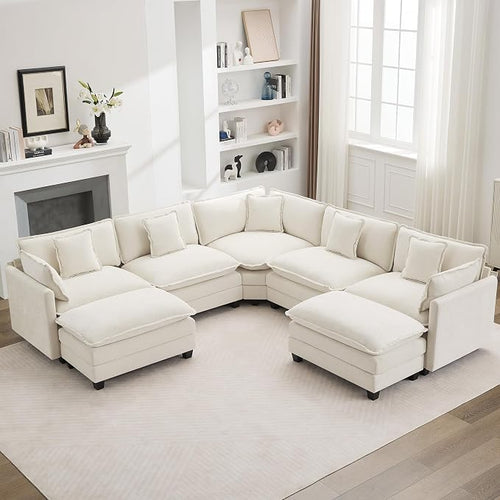 113'' V Shaped Cloud Sectional Sofa, Oversized Deep Seat Couches by WUTUTUEE