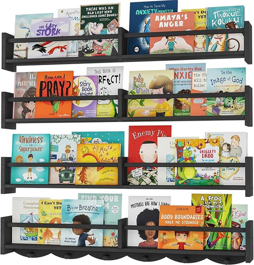 34Inch Nursery Bookshelves, Wall Floating Shelf Kids Coat Rack by Unknown