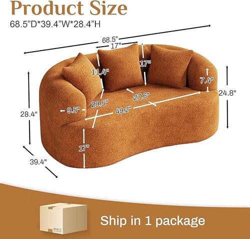 68.5" Loveseat Sofa for Living Room, Modern Luxury Plush Chenille Extra Deep - Image 2
