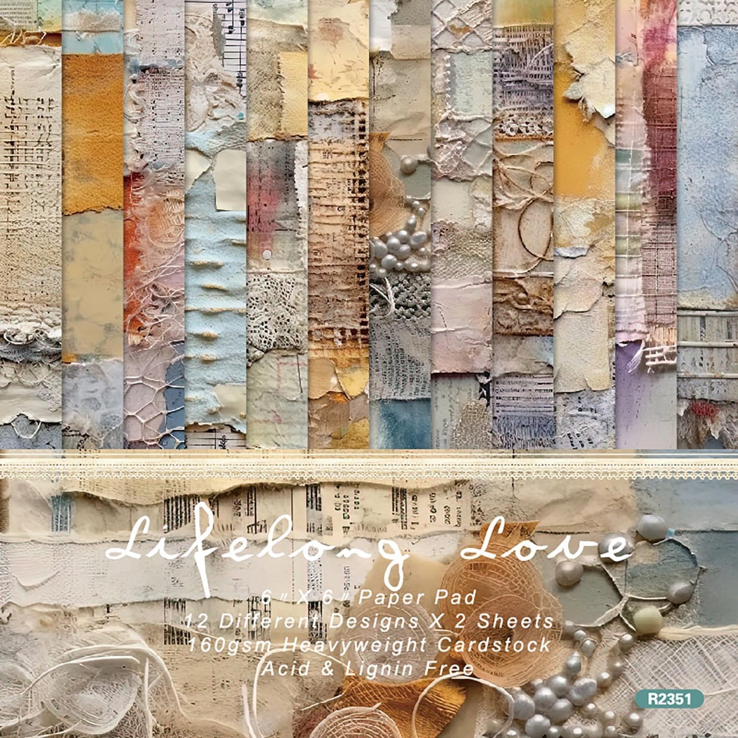 YASMEN 6"x6" Scrapbook Paper Pad - 24 Sheets of Patterned Cardstock for Card Making, Scrapbooking, Junk Journal, DIY Gift Cards - Single-Sided Decopodge Decorative Craft Paper