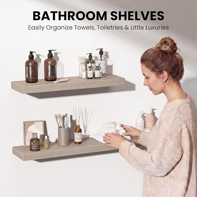 Fun Memories 20 Inch Floating Shelves Wall-Mounted, Engineered Wood Wall Shelves - Image 5