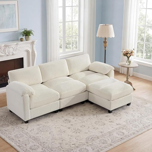 87.5'' L Shaped Modular Sectional Sofa, 3 Seater Cloud Couch by HATPPTO