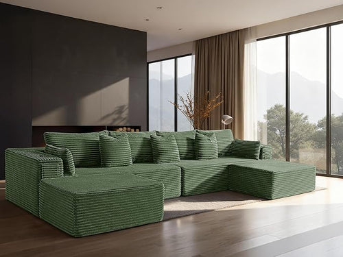 138" Cloud Sectional Couch, Comfort U Shaped Sofa by VYUXWO