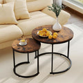 Giantex Nesting Coffee Table Set of 2, Round Stacking Side Tables w/Wooden by Giantex