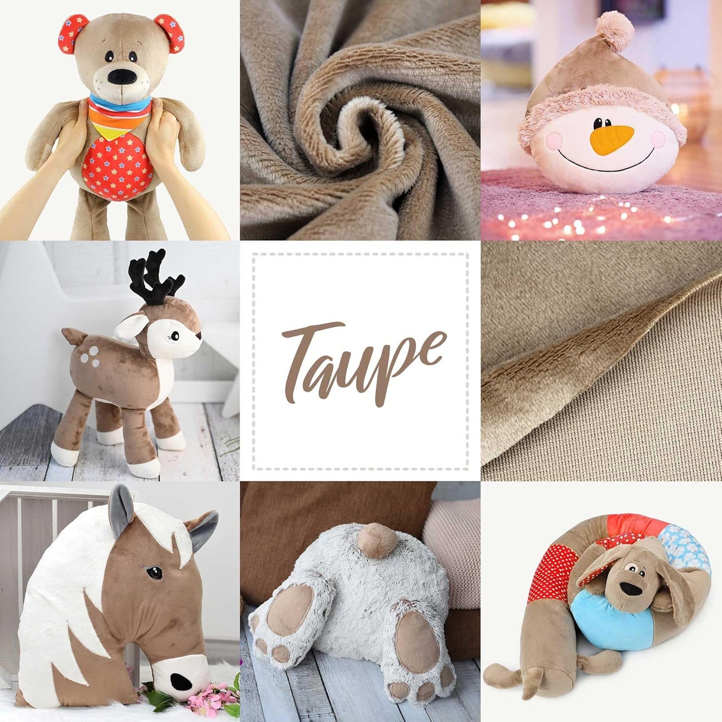 kullaloo Plush Fabric | Solid Taupe Minky Fabric for Sewing (Pack of 2) | Super Soft Cuddle Material | 39.5x29.5 | Plushies, Baby Blankets, Pillows, Dog Beds, Cat Beds, Baby Accessories, Apparel