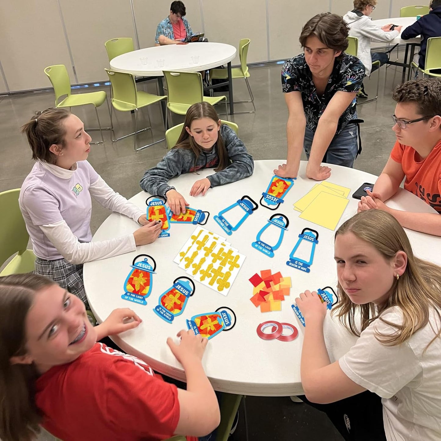 40PCS Sunday School VBS Crafts Bulk: Paper Oil-Lamp Nativity Suncatchers,Jesus Religious Christian Classroom Camping Activity DIY Kits Gifts Church Decorations,Window Stained Glass Effect Art Supplies