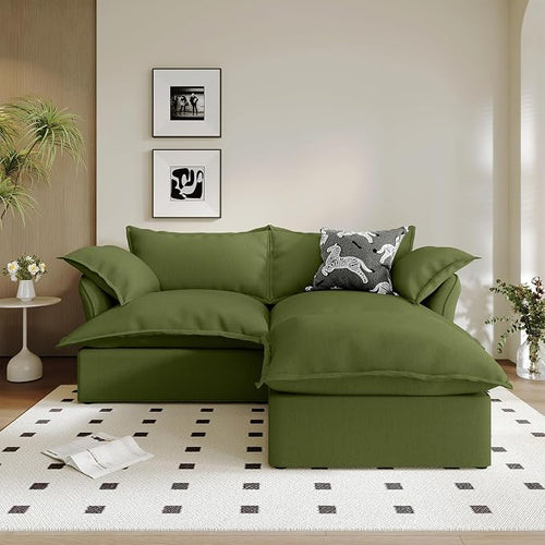 2 Seat with Ottoman L Shape Modular Sectional Couch Sofa by Gtilzria