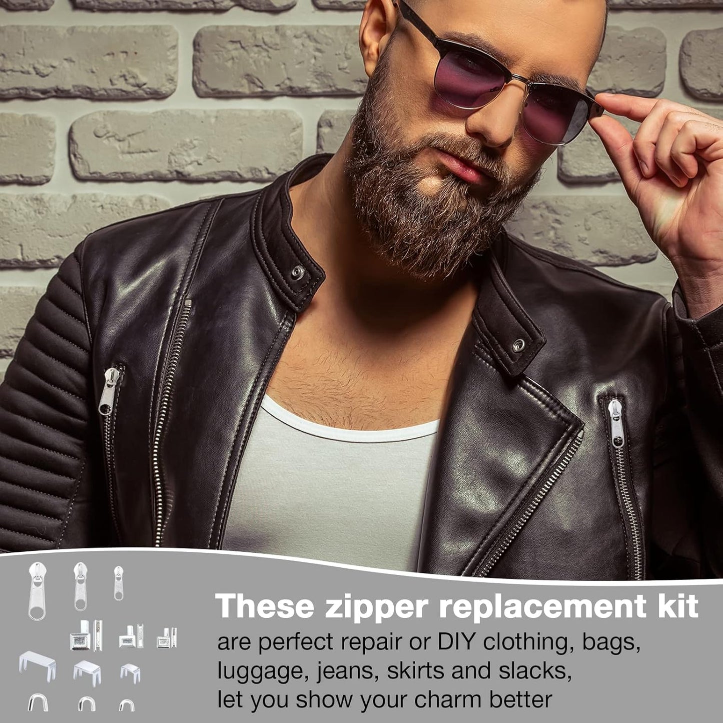 217 Pieces Zipper Repair Kit Replacement, Zipper Pulls, Head Slider, Installation Tools, Stopper Slider Repair Tool Kit for Metal Plastic Nylon Coil Jacket Zippers (Size 8/5/3)