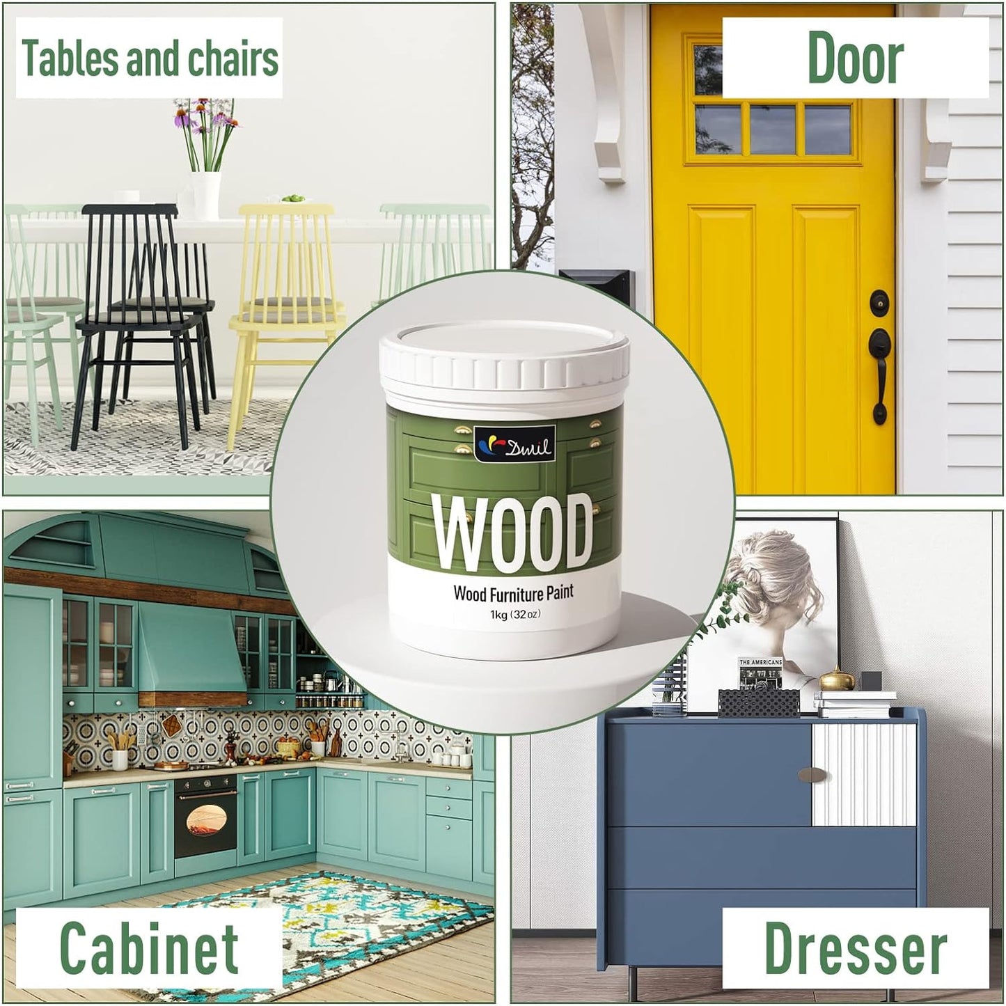 DWIL Matte Finish Furniture Paint - 5 Oz Wood Paint for Cabinets, Doors, Tables, and Dressers Refinishing - Water-Based, Non-Toxic & Odorless, Easy to Apply(White)-Trial Pack