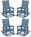 SERWALL Outdoor Rocking Chair Set of 4, Oversized HDPE Patio Rocking Chair by SERWALL