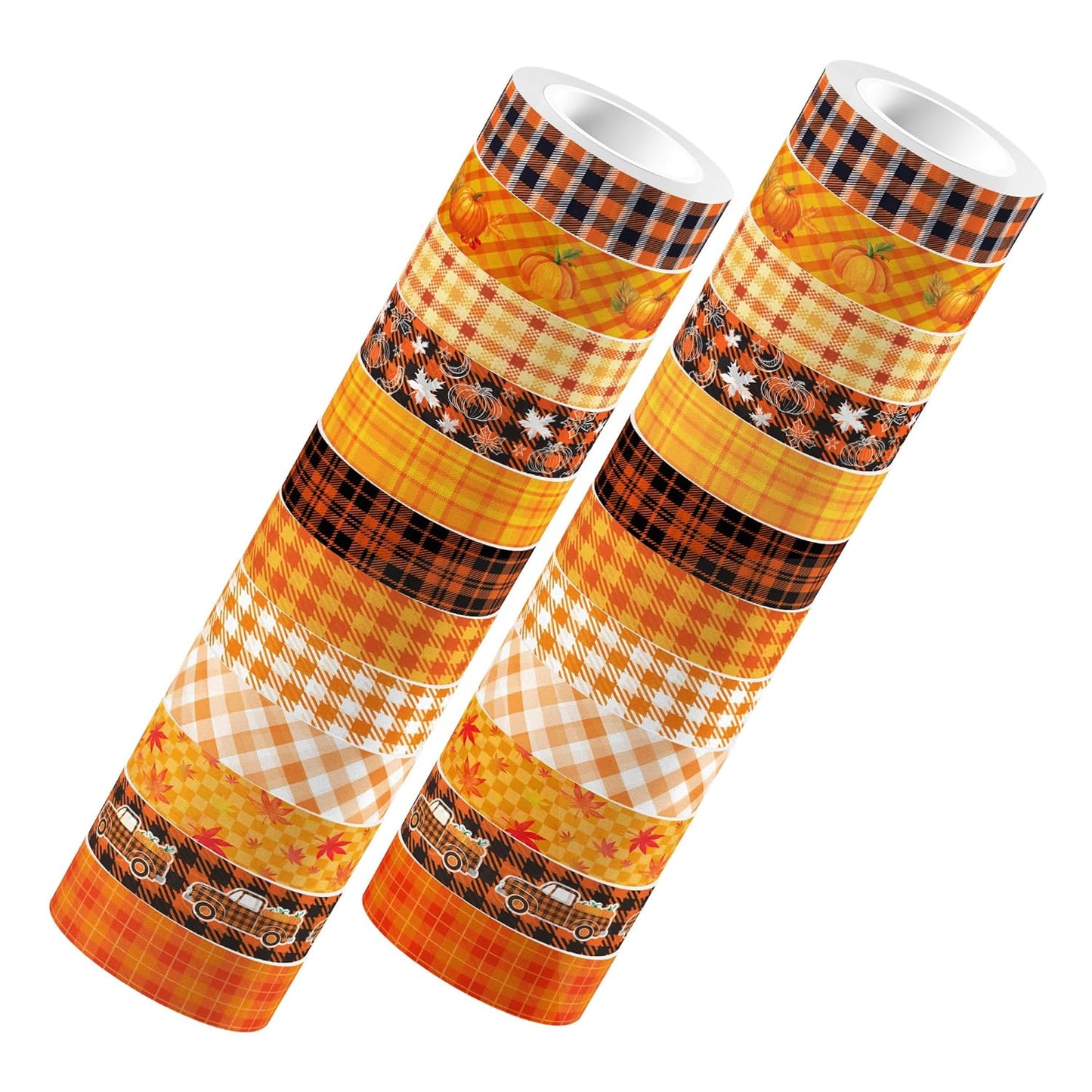 12 Rolls Fall Washi Tape, Thanksgiving Autumn Maple Leaves Pumpkin Plaids Masking Washi Tape 15mm, Thanksgiving Harvest Decorative Tape Sticker for Scrapbook, Journal, DIY Craft, Gift Wrapping