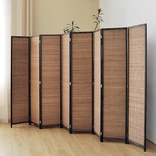 8 Panel Bamboo Room Divider Screen, 5.6 FT Tall Bamboo Divider Folding Panel - Image 2