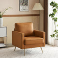 VINGLI PU Leather Accent Chair Brown Mid Century Modern Upholstered Sofa Chairs by VINGLI