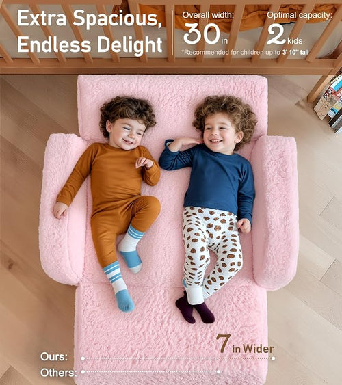 3-in-1 Extra Wide Convertible Kids Couch, Flip Open Toddler Couch to Lounger - Image 2