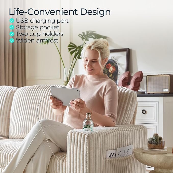 LINSY HOME Loveseat Sofa with Storage - Image 7