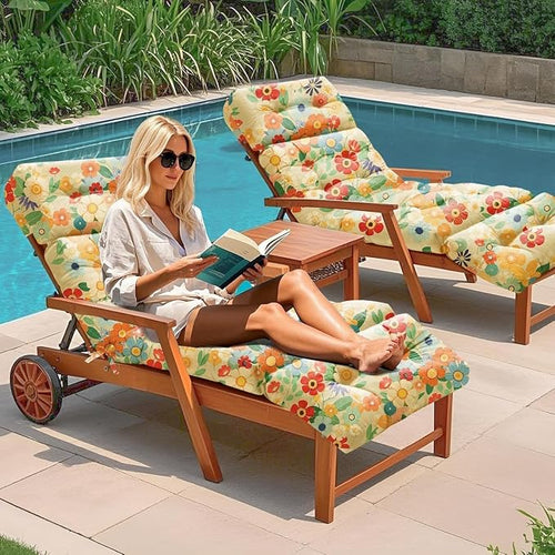 4 Pack Outdoor Chaise Lounge Chair Cushion 75.1 x 22.8 x 4.7 Inches 100% - Image 2