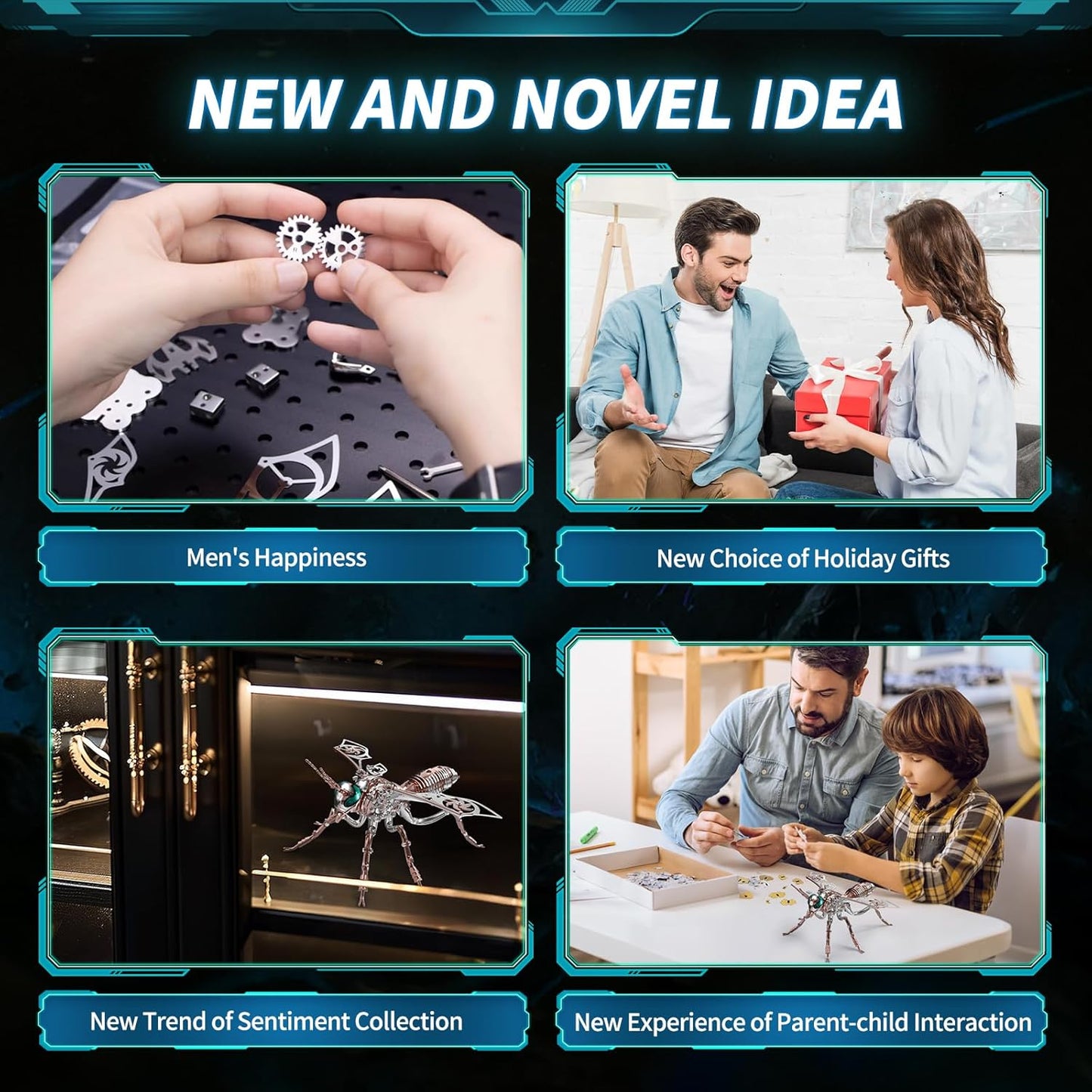 3D Puzzles for Adults, Metal Model Kit Wasp Mechanical Puzzle for Adults/Teens, DIY Creative Craft Gifts Kits Difficult Assembled 3D Puzzle for Family Time, Home Decor (Rosegold)