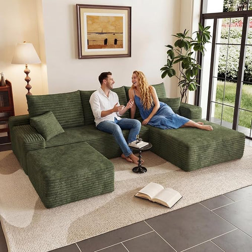 95" Cloud Sectional Couch U-Shaped Chaise by ODUWA