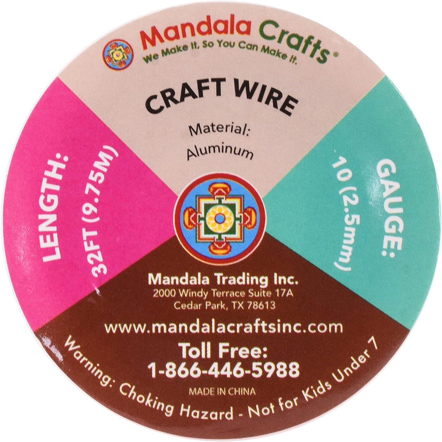 Mandala Crafts 10 Gauge Anodized Aluminum Craft Wire for Jewelry Making - 32 FT Colored Flexible Kelly Green Wire - Bendable for Bonsai Armature Crafting Sculpting