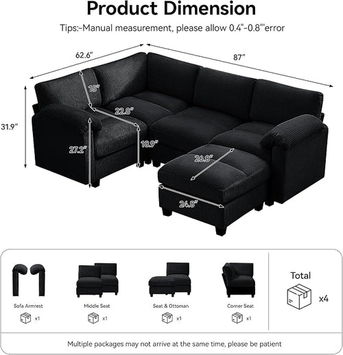 87'' U-Shaped Sectional Sofa - Image 2
