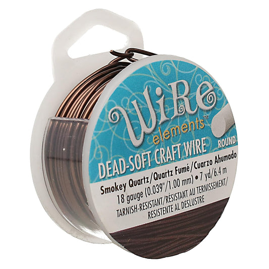 The Beadsmith Wire Elements Craft Wire – Tarnish Resistant, Soft Temper, Round, Smoke Quartz Color – 1mm, 18 Gauge, 7 Yard Spool – Jewelry Making, Wire Wrapping, Floral, & Other DIY Crafts