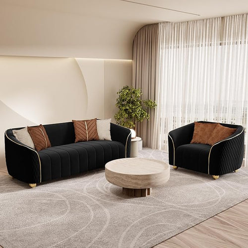 2-Piece Luxury Velvet Sofa Set for Living Room, Elegant Design Couch Set by yunqishiHOME