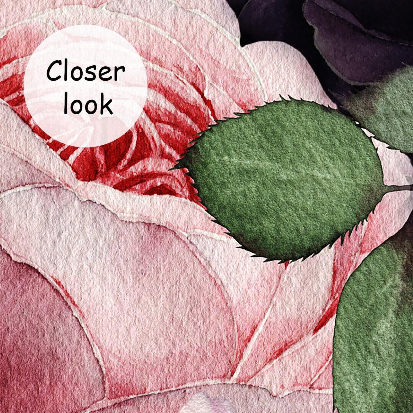 AFZEVEB-Black Watercolor Purple Peony Flower Wallpaper Wall murals for Bedroom 136"x96"(Not Peel and Stick)