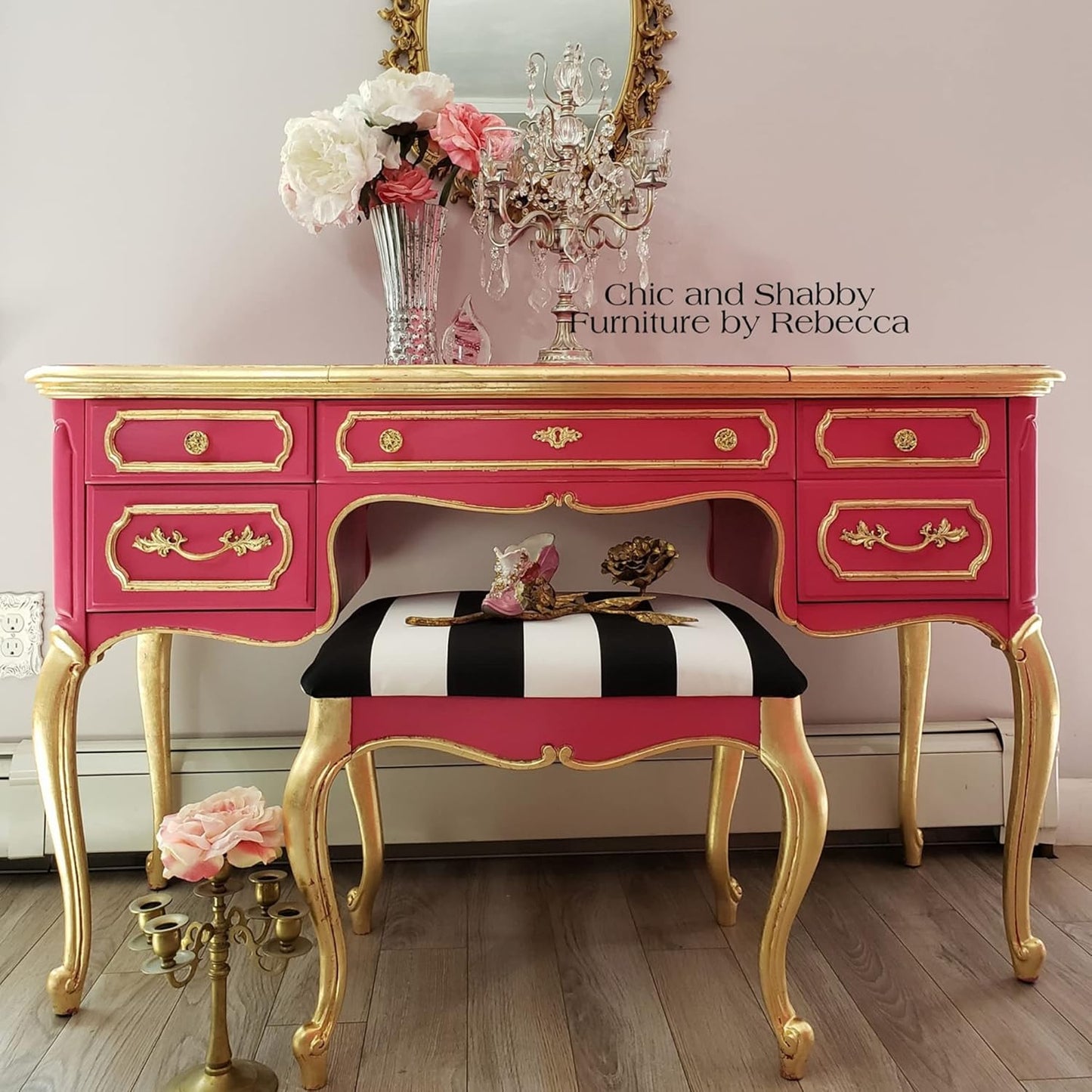 Dixie Belle Paint Company Chalk Finish Furniture Paint - Peony (32oz) - Matte Hot Pink Chic Chalk Mineral DIY Furniture Paint