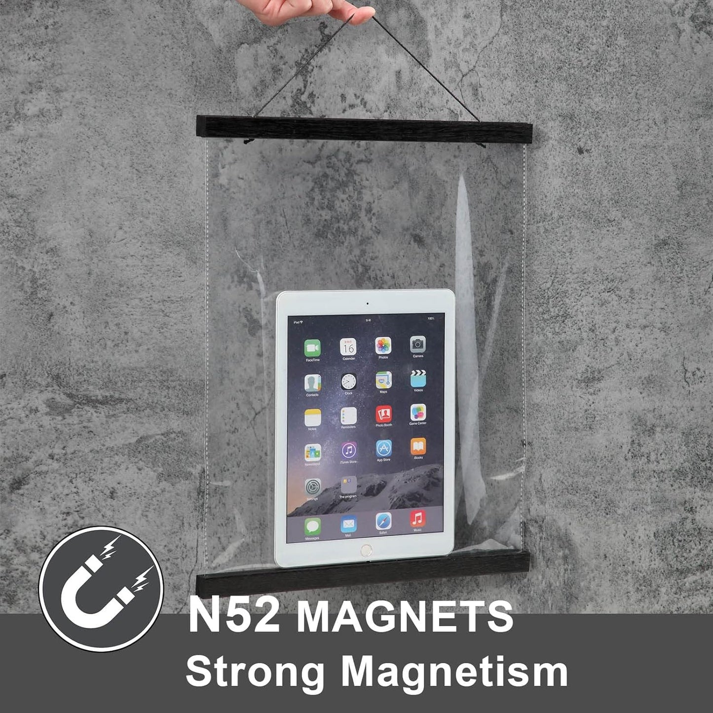 WITCOLOR Magnetic Poster Hanger Frame, 24x36 24x30 24x16 24x18 Black Wood Wooden Magnet Canvas Artwork Print Dowel Poster Hangers Frames Hanging Kit (Black, 24")