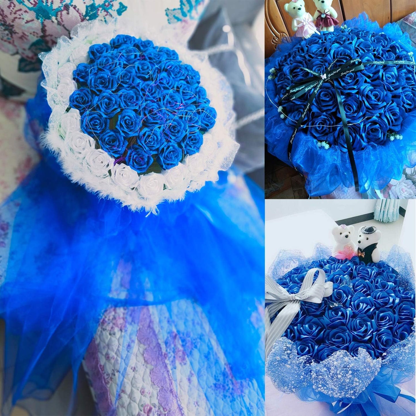 Crystal Organza Tulle Sheer Fabric Backdrop Curtains for Wedding Baby Shower Birthday Party Event Decor, 19” by 30 Yard (Royal Blue)