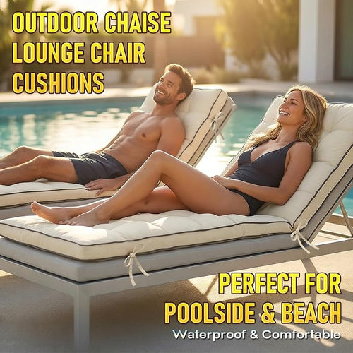 2 Pack 72x21 Inch Folding Chaise Lounge Cushion Quick Dry - Image 2